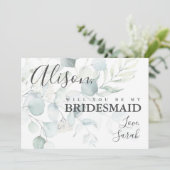 Blue Green Eucalyptus Bridesmaid proposal Kaart (Staand voorkant)