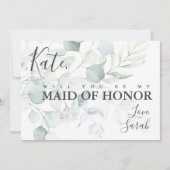 Blue Green Eucalyptus Maid of Honor proposal Kaart (Voorkant)
