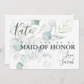 Blue Green Eucalyptus Maid of Honor proposal Kaart (Voorkant / Achterkant)