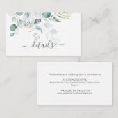 Blue Green Eucalyptus Weddenschap Enclosure Card Informatiekaartje (Voorkant / Achterkant)