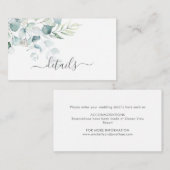 Blue Green Eucalyptus Weddenschap Enclosure Card Informatiekaartje (Voorkant / Achterkant)