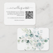 Blue Green Eucalyptus Weddenschap RSVP Details QR  Informatiekaartje (Voorkant / Achterkant)