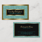Blue-Green Faux Glitter Gold Accents Visitekaartje (Voorkant / Achterkant)