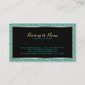Blue-Green Faux Glitter Gold Accents Visitekaartje (Achterkant)