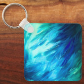 Blue Green Feather Abstract Sleutelhanger (Voorkant)