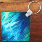 Blue Green Feather Abstract Sleutelhanger (Achterkant)