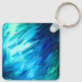Blue Green Feather Abstract Sleutelhanger (Achterkant)