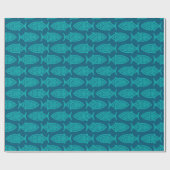Blue Green Fishing Wrapping Paper  Cadeaupapier (Vlak)