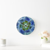 Blue Green Flame Fractal Flower  Ronde Klok (Huis)