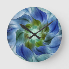 Blue Green Flame Fractal Flower  Ronde Klok
