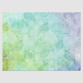 Blue Green Flamingos en Hibiscus Tissuepapier