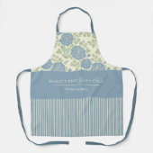 Blue Green Floral Block Print Stripe Schort (Voorkant)