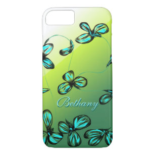 Blue Green Floral iPhone 7 Hoesje *aanpasbaar*