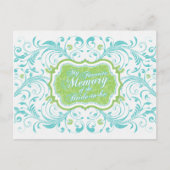 Blue Green Floral Memory Kaart voor de bruid (Voorkant)