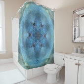 Blue Green Floral Orb Douchegordijn (In situ)