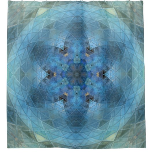 Blue Green Floral Orb Douchegordijn (Voorkant)