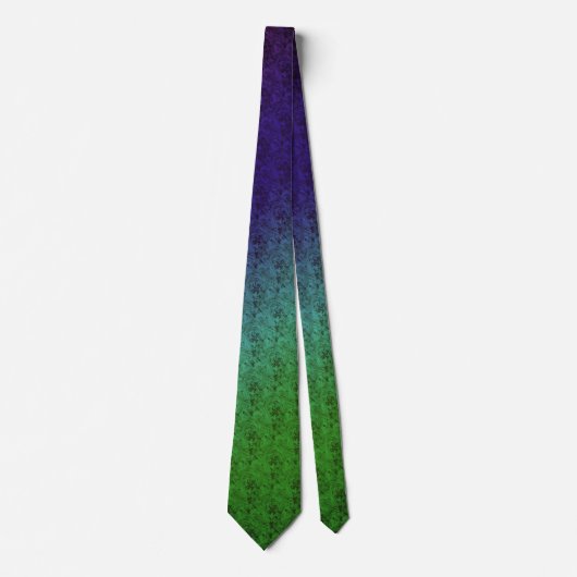 Blue Green Floral Pattern Stropdas (Voorkant)