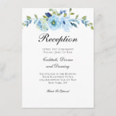 Blue Green Floral Traditional Wedding Reception Informatiekaartje (Voorkant)