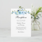Blue Green Floral Traditional Wedding Reception Informatiekaartje (Staand voorkant)