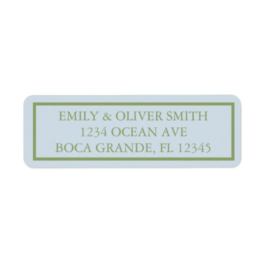 Blue Green Floral Watercolor Wedding  Etiket (Voorkant)