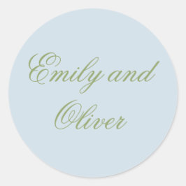 Blue Green Floral Watercolor Wedding  Ronde Sticker