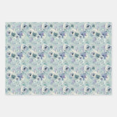 Blue Green Floral Wedding Photo Template Inpakpapier Vel (Voorkant 3)