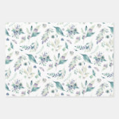 Blue Green Floral Wedding Photo Template Inpakpapier Vel (Voorkant 2)