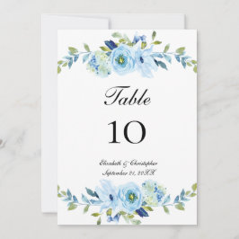 Blue Green Floral Wedding Table Nummerkaarten