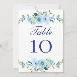 Blue Green Floral Wedding Table Nummerkaarten