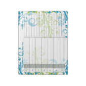 Blue Green Floral Weekly Personalized Menu Plan Notitieblok (Linkerzijde)