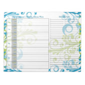 Blue Green Floral Weekly Personalized Menu Plan Notitieblok (Voorkant)