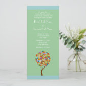 Blue Green Flower Love Tree Weddenschap Kaart (Staand voorkant)