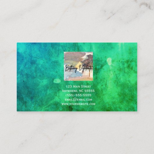 Blue Green Flower Visitekaartje (Achterkant)