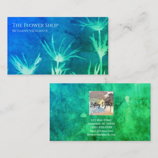 Blue Green Flower Visitekaartje (Voorkant / Achterkant)