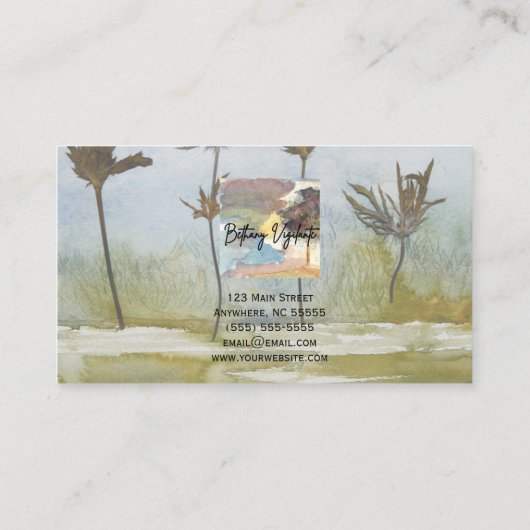 Blue Green Flower Visitekaartje (Achterkant)