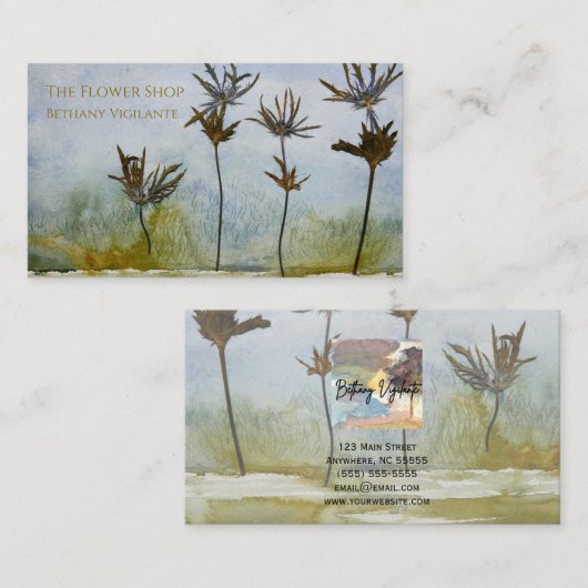 Blue Green Flower Visitekaartje (Voorkant / Achterkant)