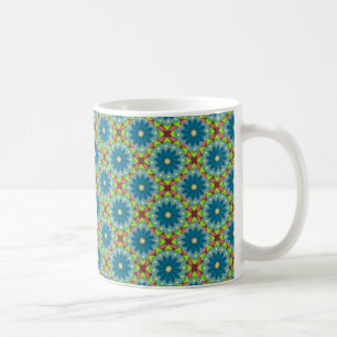 Blue Green Flowered Pattern Koffiemok