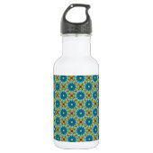 Blue Green Flowered Pattern Waterfles (Voorkant)