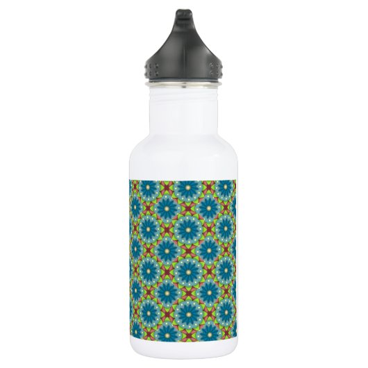 Blue Green Flowered Pattern Waterfles (Rechts)