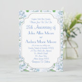 Blue Green Flowers 25e jubileum Kaart (Staand voorkant)