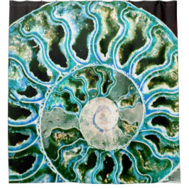 Blue Green Fossil Geode Douchegordijn