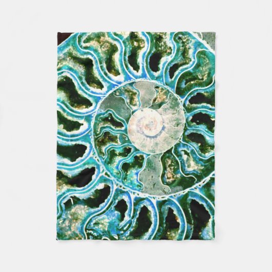 Blue Green Fossil Geode Fleece Deken (Voorkant)