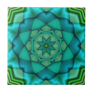 Blue Green Fractal Art Ceramic Tegel Tegeltje