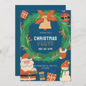 Blue Green Funny Kerstfeest Uitnodiging (Voorkant / Achterkant)
