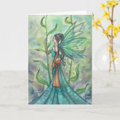 Blue Green Garden Fairy Art van Molly Harrison Kaart (Gele Bloem)