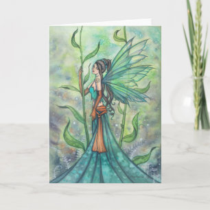 Blue Green Garden Fairy Art van Molly Harrison Kaart