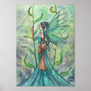Blue Green Garden Fairy Art van Molly Harrison Poster