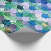 Blue Green Girly Mermaid Fish Scales Cadeaupapier (Hoek)