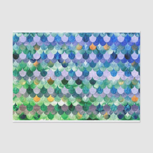 Blue Green Girly Mermaid Fish Scales Tissuepapier (Voorkant)