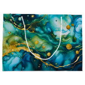 Blue Green Gold Alcohol Ink Cosmos Groot Cadeauzakje (Achterkant)